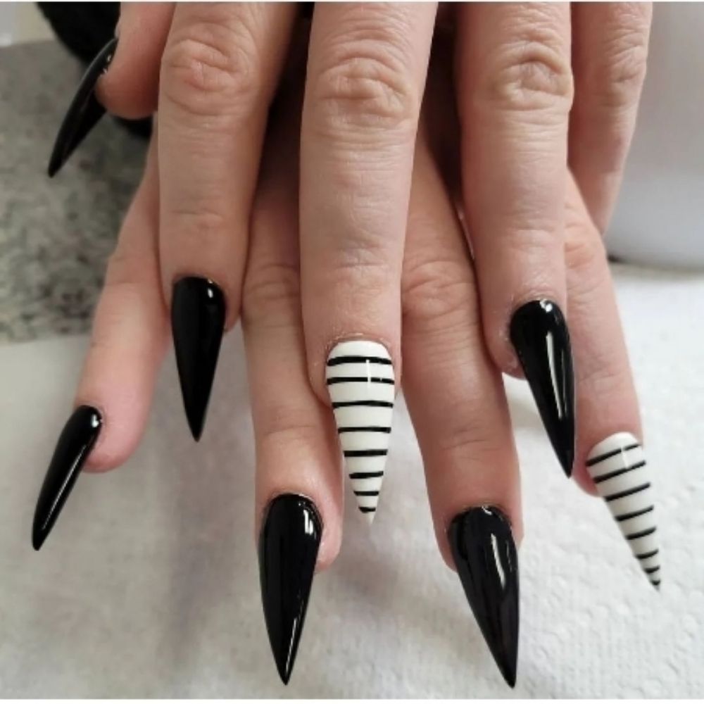 Black and white stiletto art